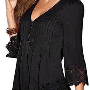 Angashion-Womens-Flare-Sleeve-Lace-Splice-Loose-Trim-Casual-Blouse-T-shirt-Tops-0